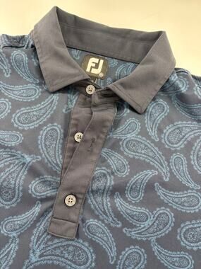 FootJoy FJ Golf Polo Men's Size 2XL Charcoal Blue Paisley Short Sleeve